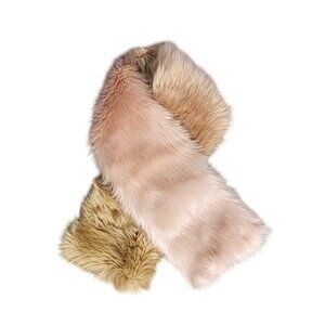 Aritzia Auxiliary Faux Fur Scarf, Camel / Dawn Pink, Soft, NWT